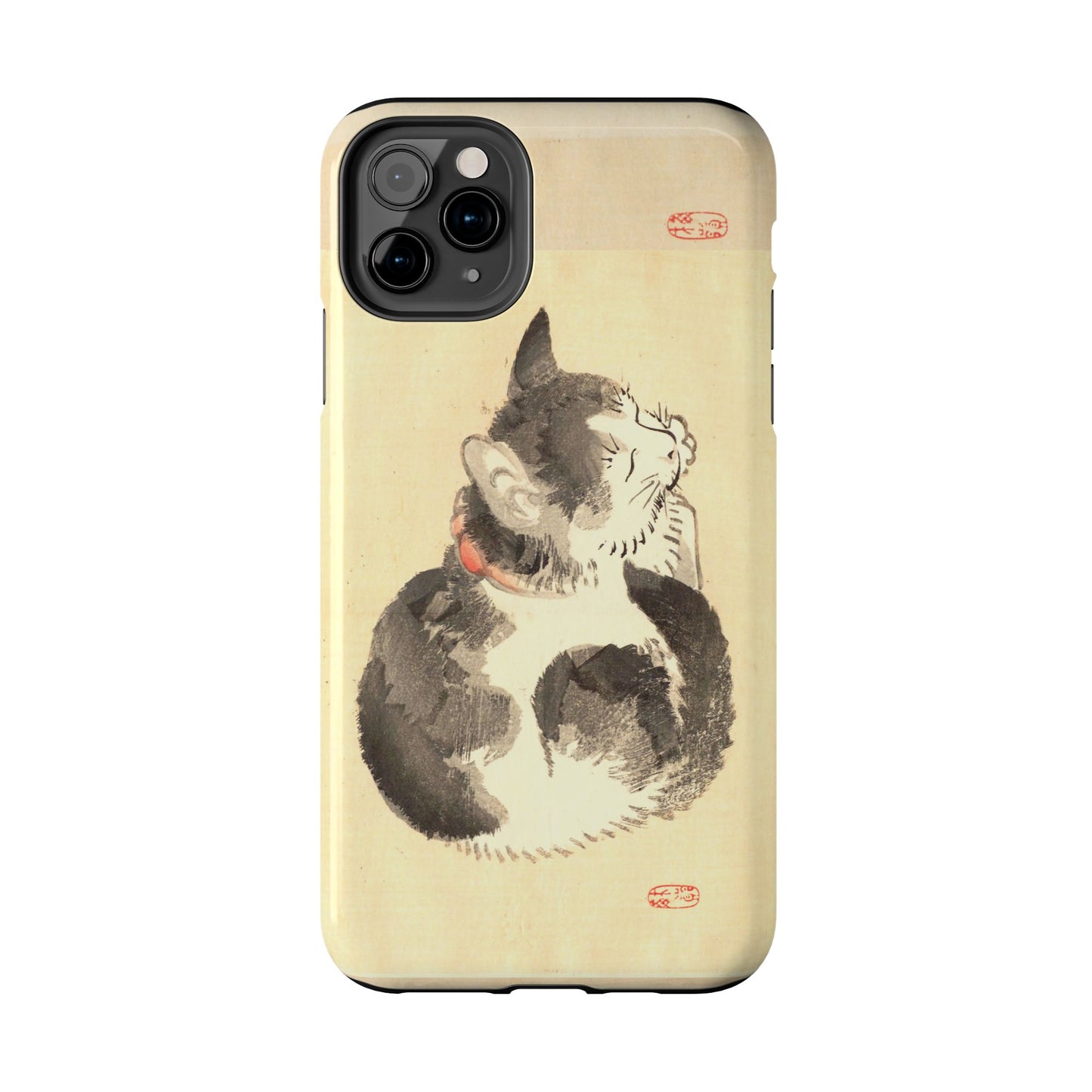 Sleeping Cat Japanese Art Phone Case | Meiji Era Bairei Kono Woodblock | Vintage Cat Illustration 1887