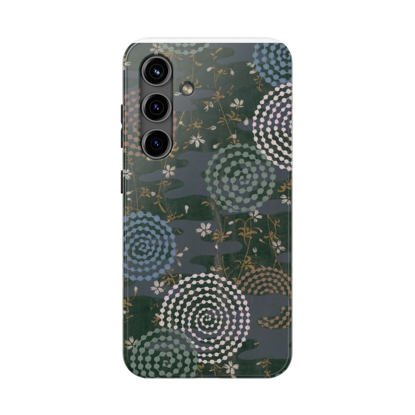 Meiji Era Uzumaki Spiral Phone Case | 1901 Zuan Hyakushu | Tokiwa Green Japanese Art