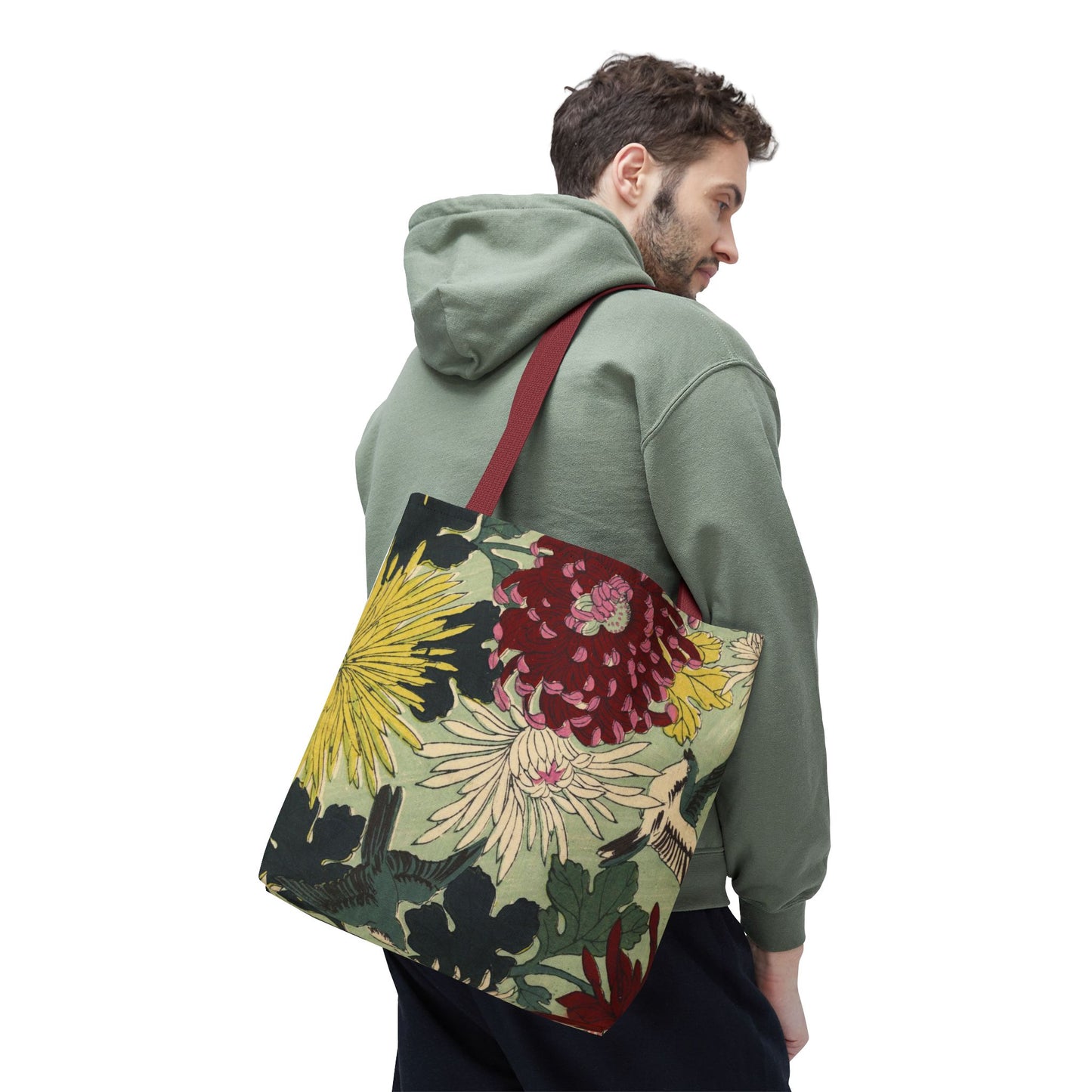Japanese Chiyogami Floral Tote Bag – Traditional Washi Pattern Inspired by Taisho Era Design