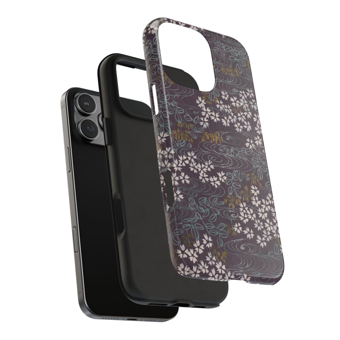 Meiji Era Sakura River Phone Case | 1901 Zuan Hyakushu | Wisteria Purple Japanese Art