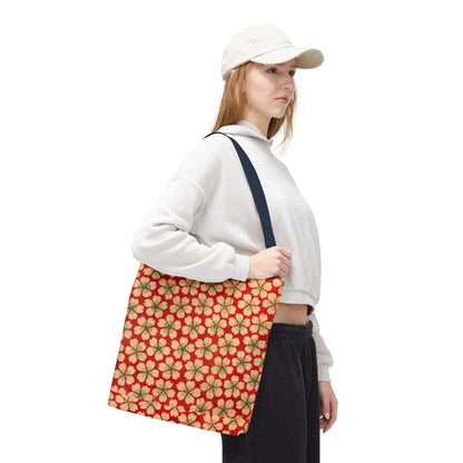 Meiji Era Sakura Blossom Tote Bag | "Chiyogami Mihon" Japanese Archive Art | Red & White Floral
