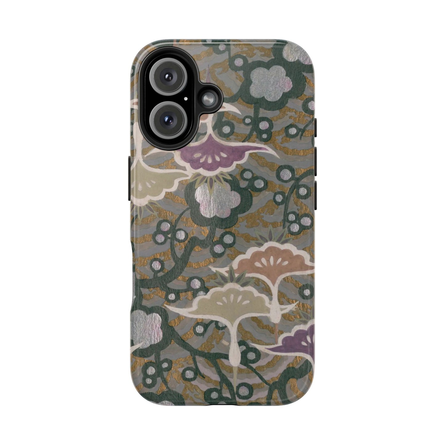 Meiji Era Dancing Cranes & Plum Phone Case | 1901 Zuan Hyakushu | Gold & Silver Japanese Art