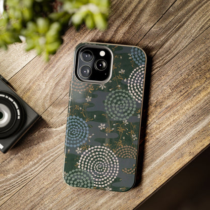 Meiji Era Uzumaki Spiral Phone Case | 1901 Zuan Hyakushu | Tokiwa Green Japanese Art