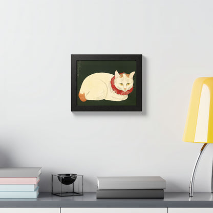 White Cat Japanese Woodblock Framed Poster – Nihon Fukei Senshu Vol.6, 1924