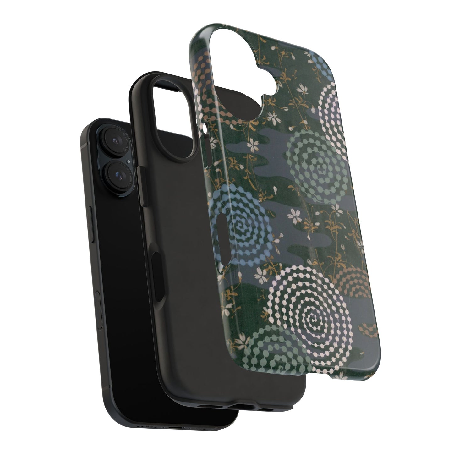 Meiji Era Uzumaki Spiral Phone Case | 1901 Zuan Hyakushu | Tokiwa Green Japanese Art