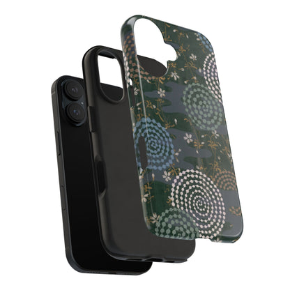 Meiji Era Uzumaki Spiral Phone Case | 1901 Zuan Hyakushu | Tokiwa Green Japanese Art