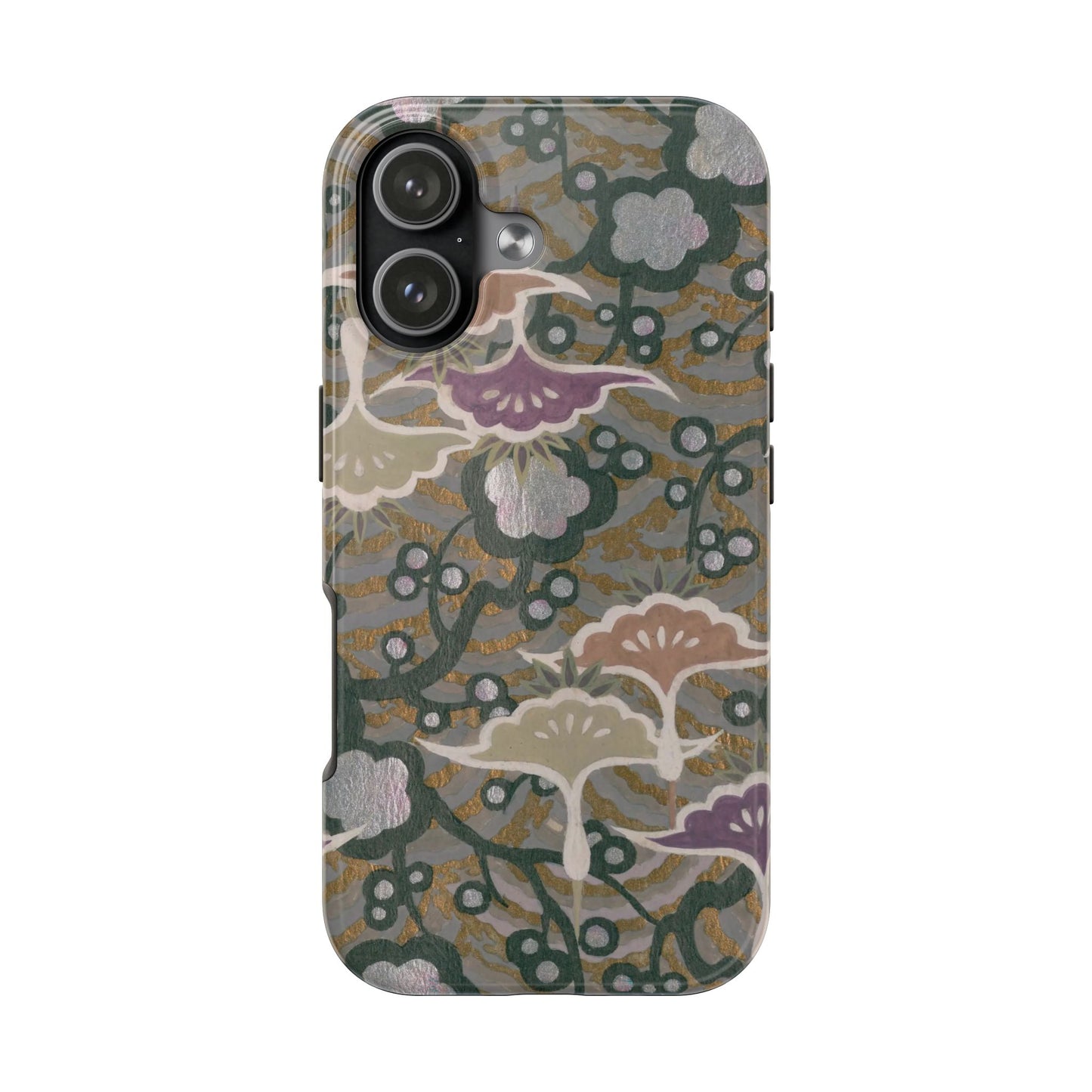 Meiji Era Dancing Cranes & Plum Phone Case | 1901 Zuan Hyakushu | Gold & Silver Japanese Art