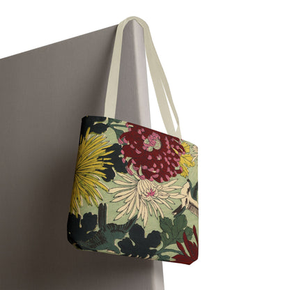Japanese Chiyogami Floral Tote Bag – Traditional Washi Pattern Inspired by Taisho Era Design