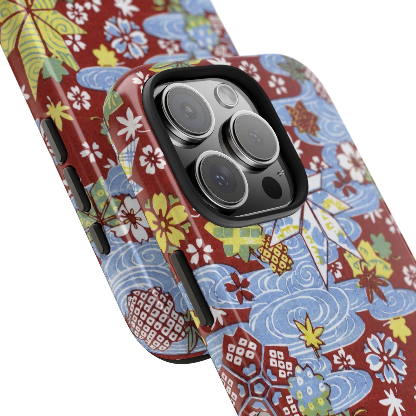 Taisho Umbrella Tales | 1926 Sakura, Momiji & Flowing Water Phone Case | Vintage Chiyogami Art