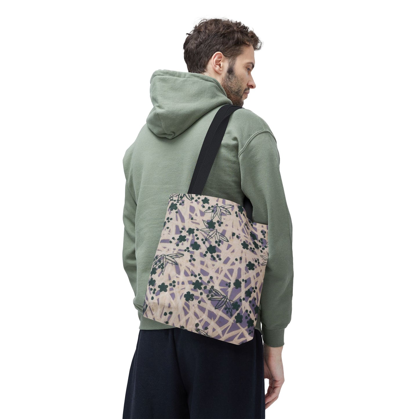 Meiji Era Bamboo & Flower Tote Bag | 1901 Zuan Hyakushu | Purple & Green Japanese Art