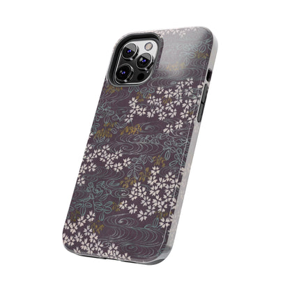 Meiji Era Sakura River Phone Case | 1901 Zuan Hyakushu | Wisteria Purple Japanese Art