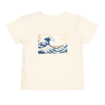 Great Wave off Kanagawa Toddler T-Shirt - Hokusai Japanese Art Back Print Kids Tee