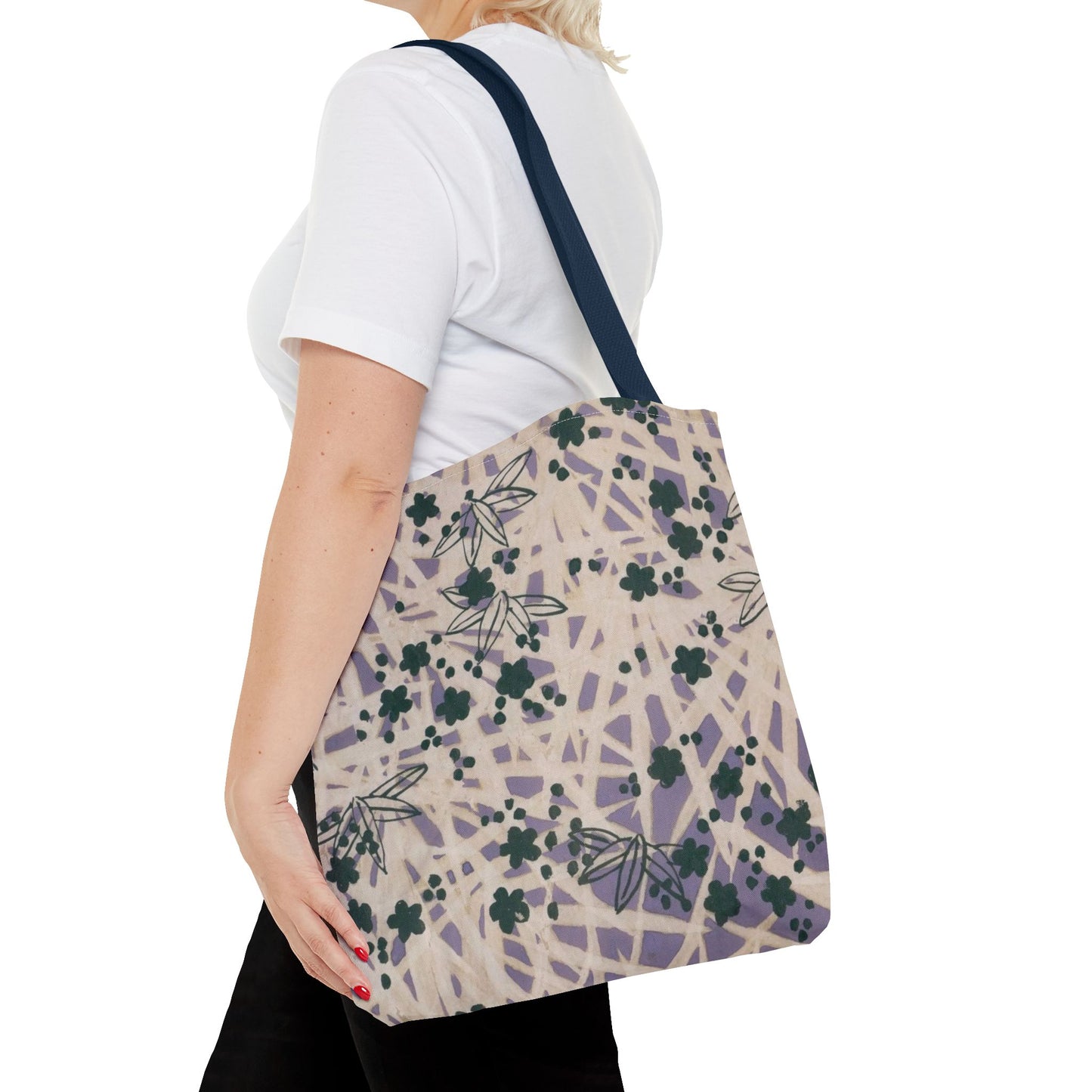 Meiji Era Bamboo & Flower Tote Bag | 1901 Zuan Hyakushu | Purple & Green Japanese Art