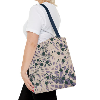 Meiji Era Bamboo & Flower Tote Bag | 1901 Zuan Hyakushu | Purple & Green Japanese Art