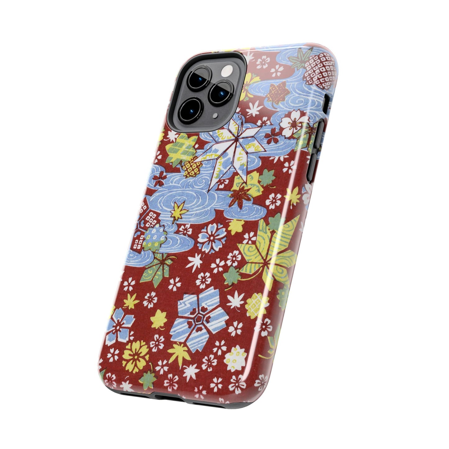 Taisho Umbrella Tales | 1926 Sakura, Momiji & Flowing Water Phone Case | Vintage Chiyogami Art