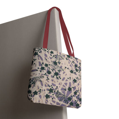 Meiji Era Bamboo & Flower Tote Bag | 1901 Zuan Hyakushu | Purple & Green Japanese Art