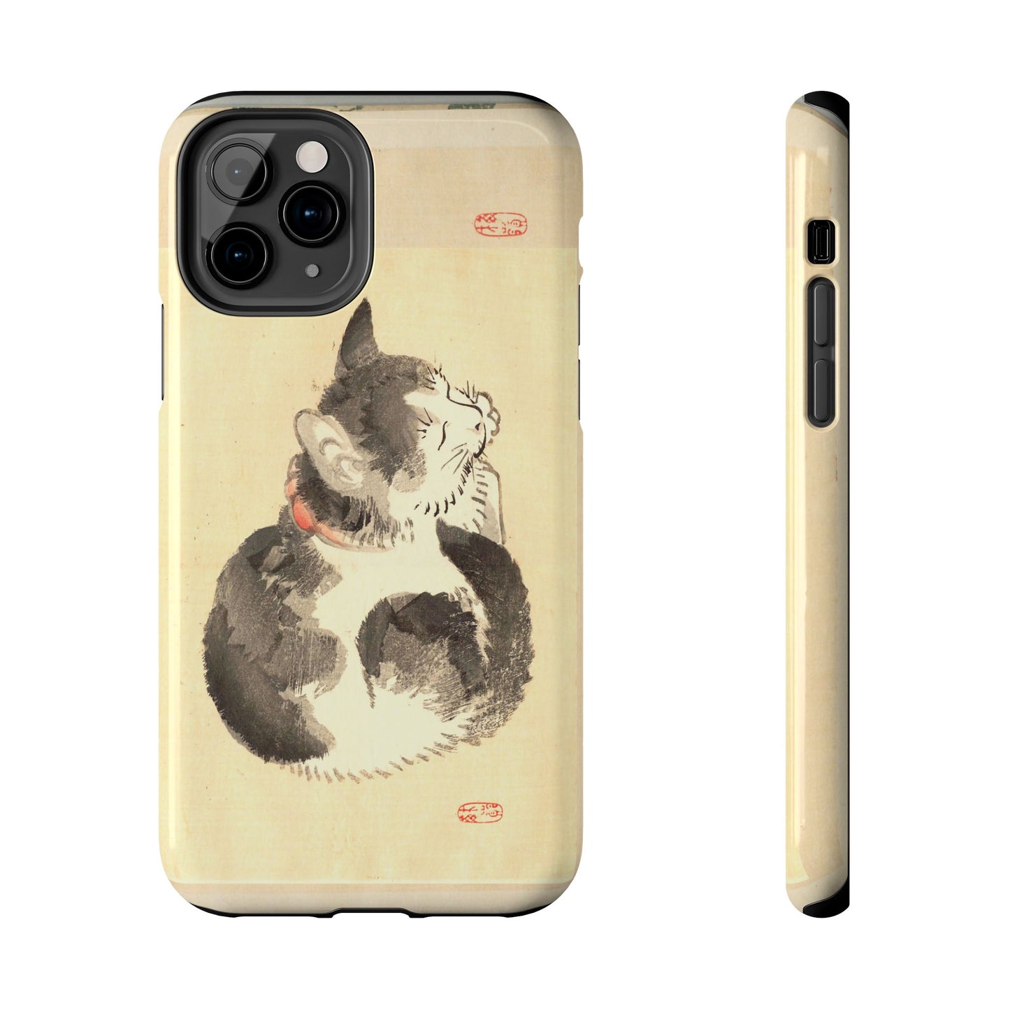 Sleeping Cat Japanese Art Phone Case | Meiji Era Bairei Kono Woodblock | Vintage Cat Illustration 1887