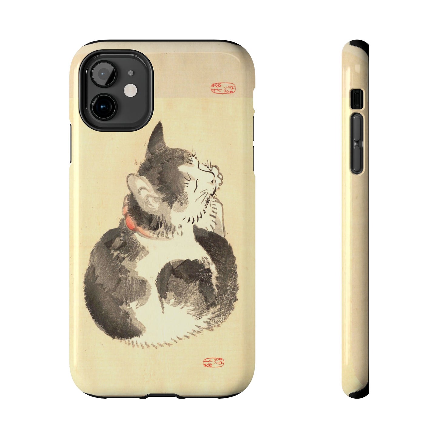 Sleeping Cat Japanese Art Phone Case | Meiji Era Bairei Kono Woodblock | Vintage Cat Illustration 1887