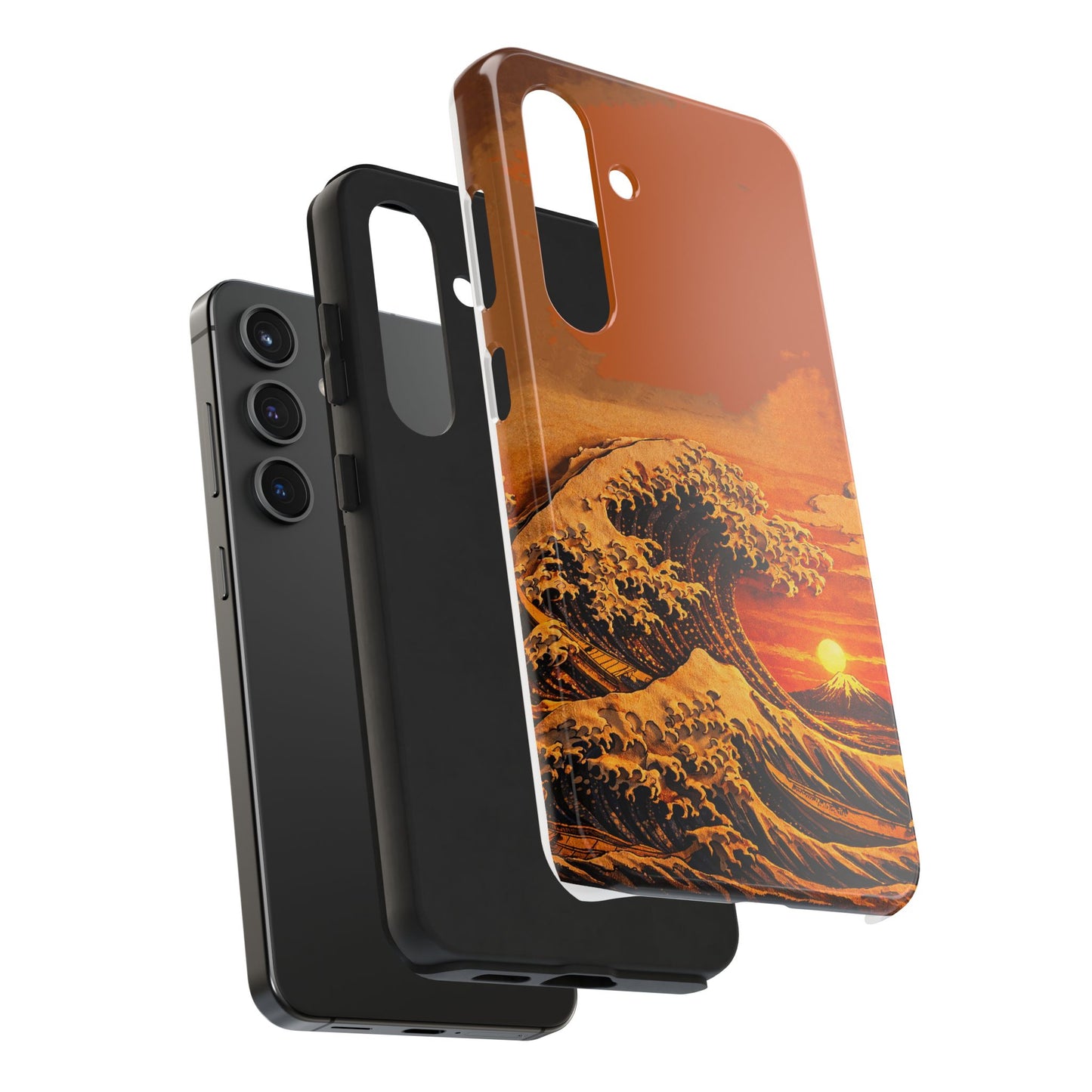 Japanese Great Wave Sunset Phone Case | Hokusai 3D Art Sunset Glow | Edo Era Masterpiece