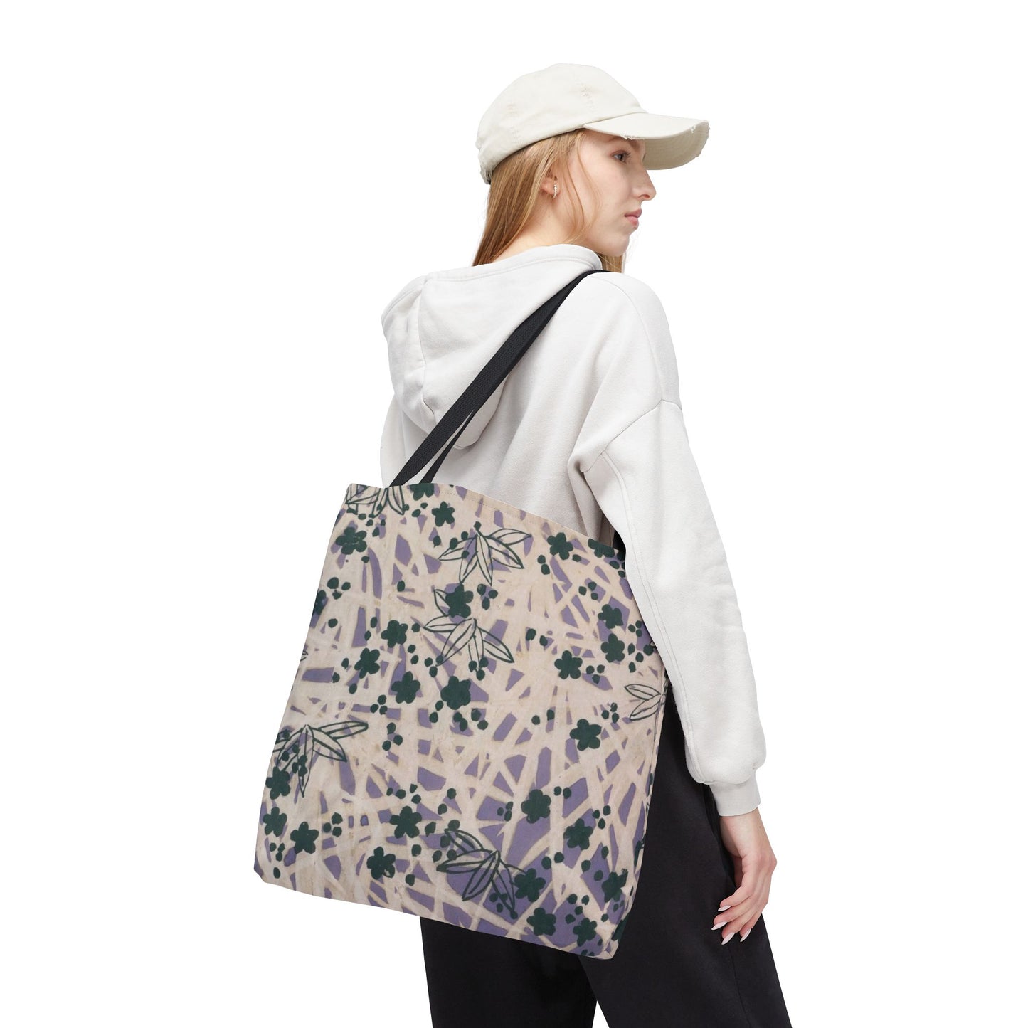Meiji Era Bamboo & Flower Tote Bag | 1901 Zuan Hyakushu | Purple & Green Japanese Art