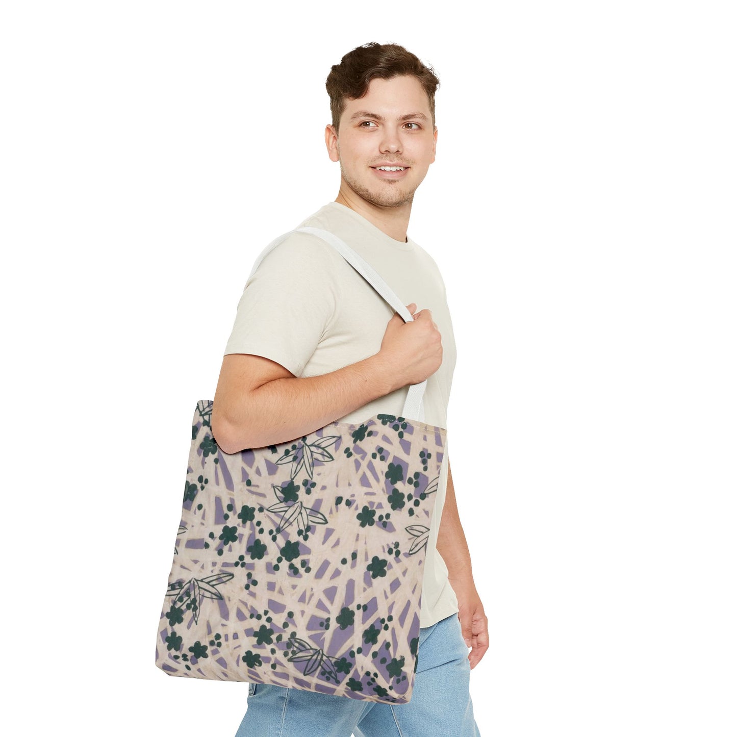 Meiji Era Bamboo & Flower Tote Bag | 1901 Zuan Hyakushu | Purple & Green Japanese Art