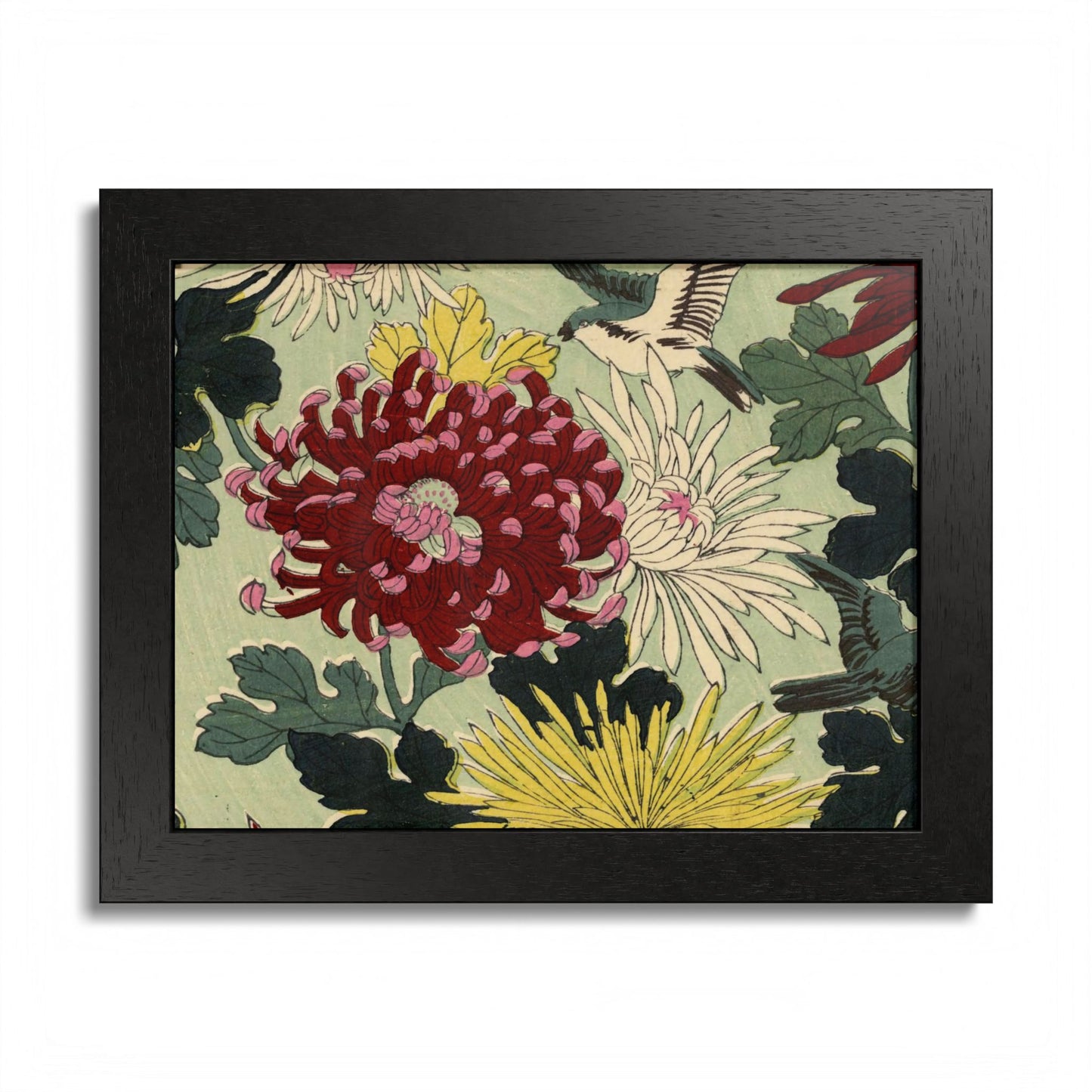 Chrysanthemum Japanese Chiyogami Framed Poster – Vintage 1924 Kikuo Hirose | Maru no Kagishippo