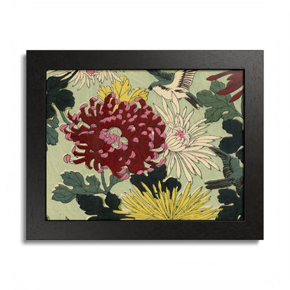 Chrysanthemum Japanese Chiyogami Framed Poster – Vintage 1924 Kikuo Hirose | Maru no Kagishippo