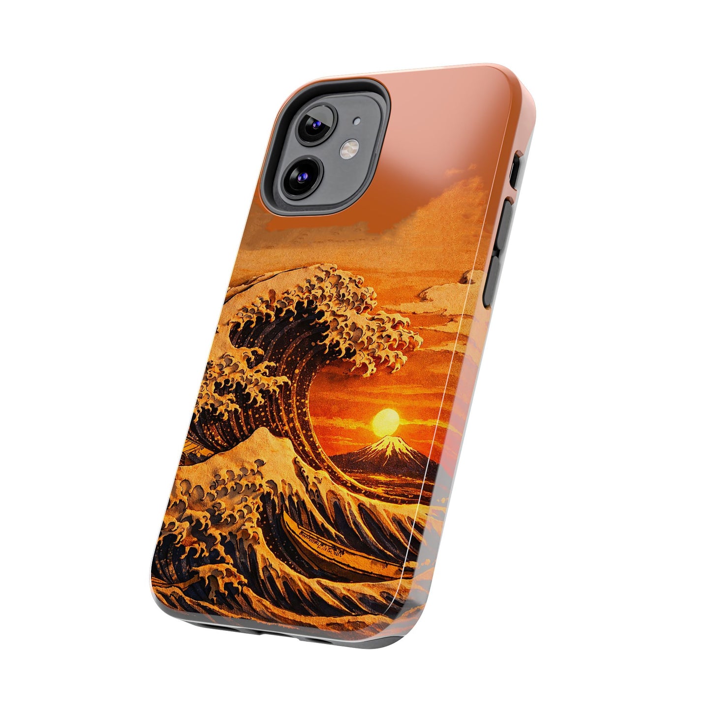 Japanese Great Wave Sunset Phone Case | Hokusai 3D Art Sunset Glow | Edo Era Masterpiece