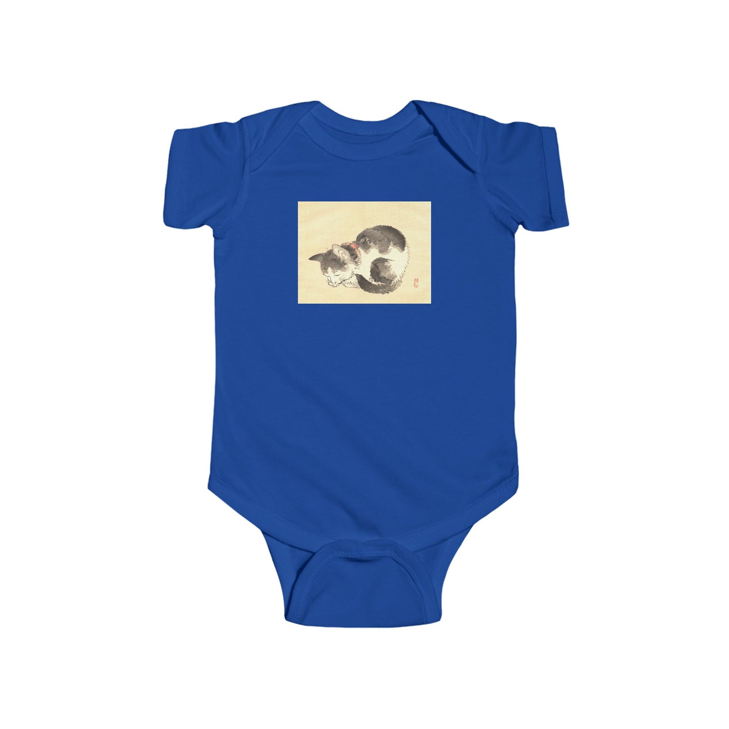 Sleeping Cat Baby Bodysuit - Vintage Japanese Ukiyo-e Art Infant Onesie Nursery Gift
