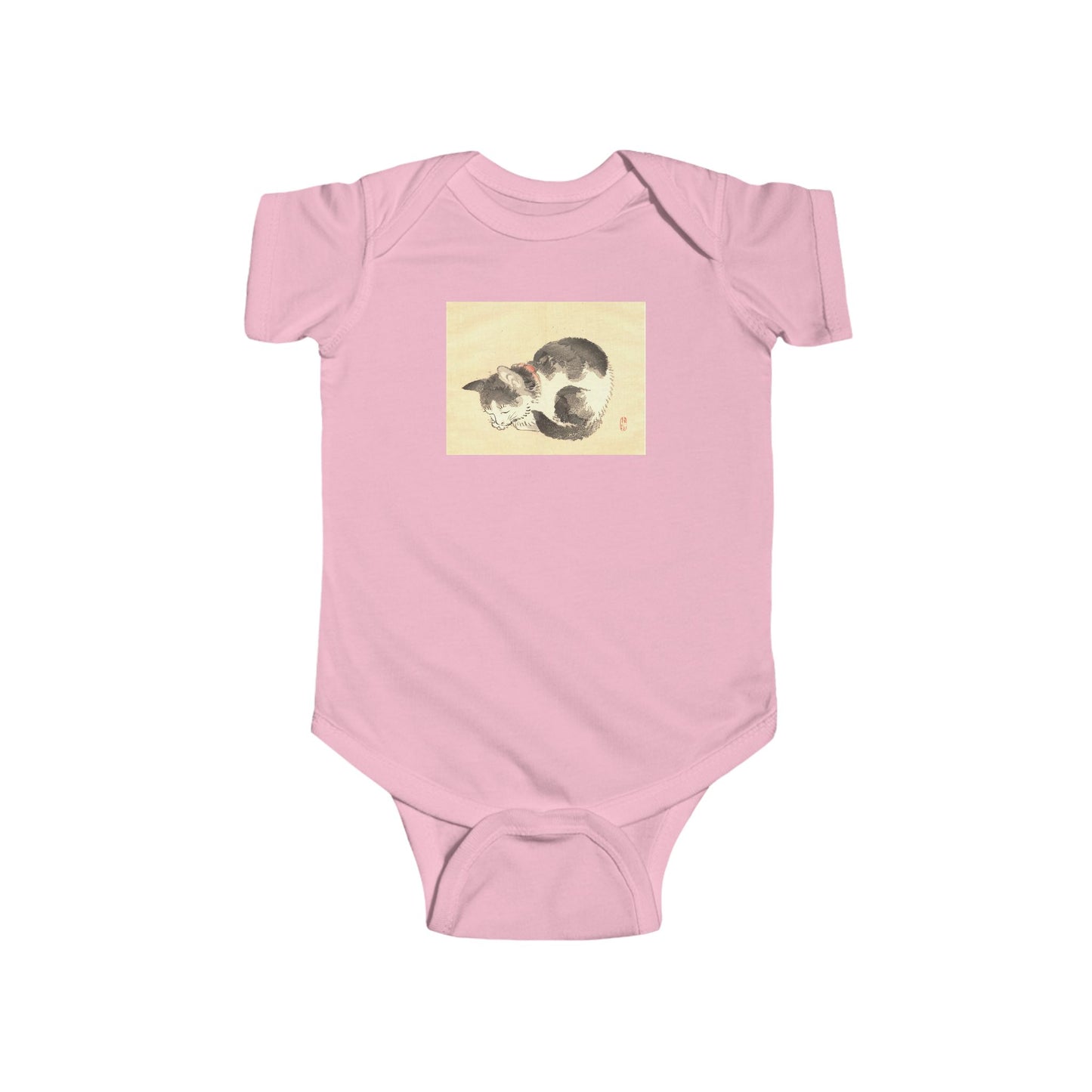 Sleeping Cat Baby Bodysuit - Vintage Japanese Ukiyo-e Art Infant Onesie Nursery Gift