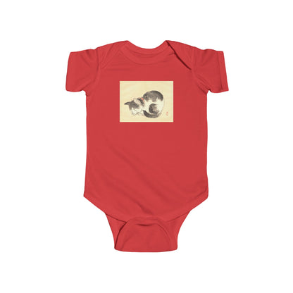 Sleeping Cat Baby Bodysuit - Vintage Japanese Ukiyo-e Art Infant Onesie Nursery Gift