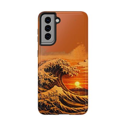 Japanese Great Wave Sunset Phone Case | Hokusai 3D Art Sunset Glow | Edo Era Masterpiece