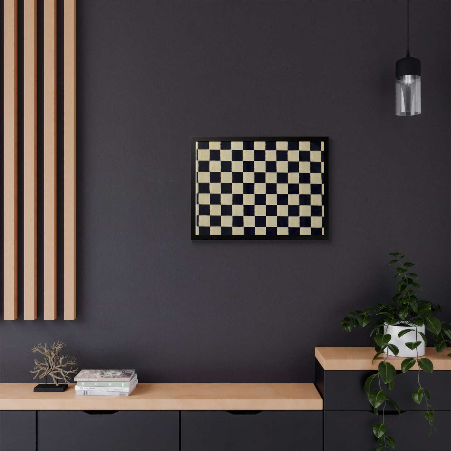 Taisho Era Ichimatsu Checkerboard Framed Poster - 1926 Japanese Chiyogami Wall Art