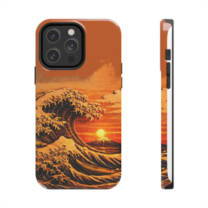 Japanese Great Wave Sunset Phone Case | Hokusai 3D Art Sunset Glow | Edo Era Masterpiece