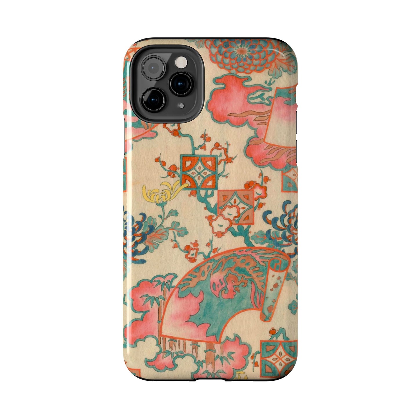 Meiji Era Fan & Chrysanthemum Phone Case | 1901 Zuan Hyakushu | Japanese Art