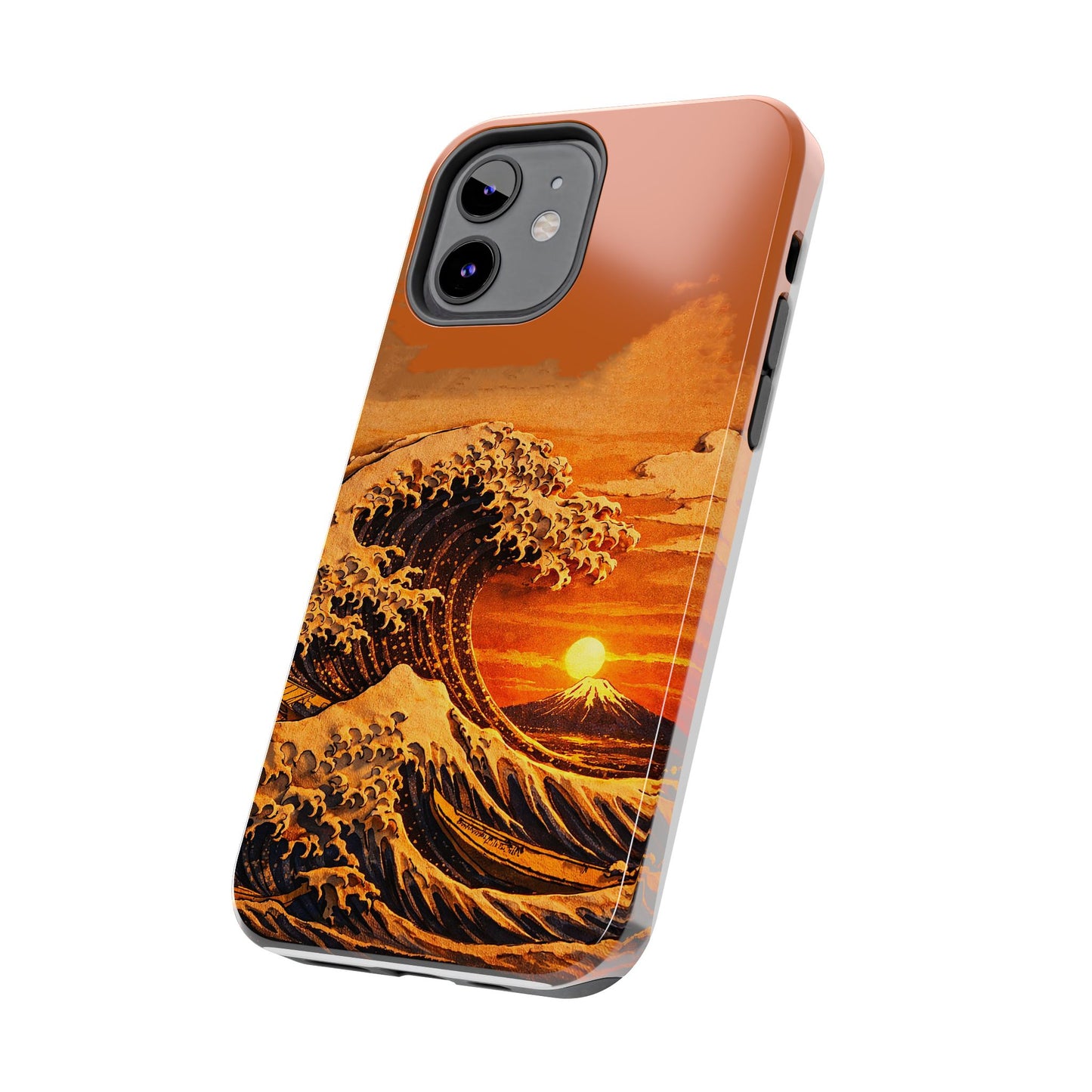 Japanese Great Wave Sunset Phone Case | Hokusai 3D Art Sunset Glow | Edo Era Masterpiece