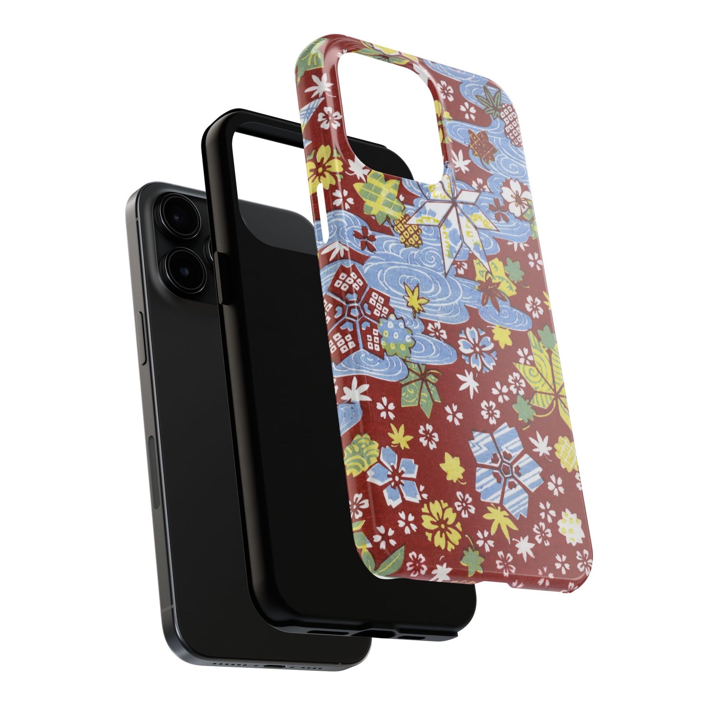 Taisho Umbrella Tales | 1926 Sakura, Momiji & Flowing Water Phone Case | Vintage Chiyogami Art