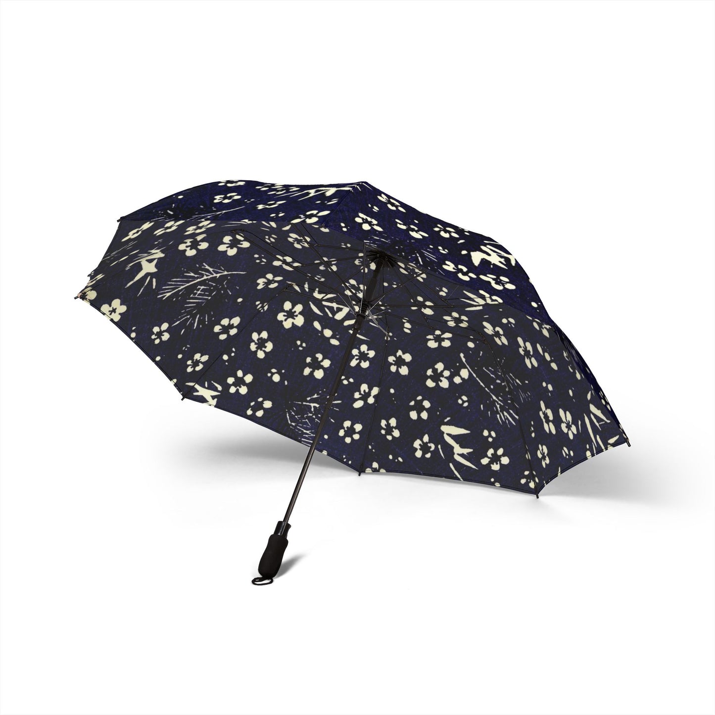Taisho Kasakasa Stories - Shochikubai Indigo Chiyogami Umbrella - Pine Bamboo Plum Lucky Pattern 1926