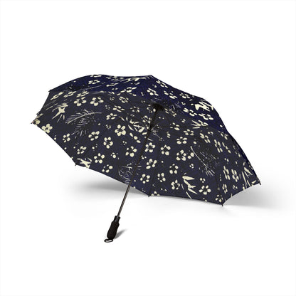 Taisho Kasakasa Stories - Shochikubai Indigo Chiyogami Umbrella - Pine Bamboo Plum Lucky Pattern 1926