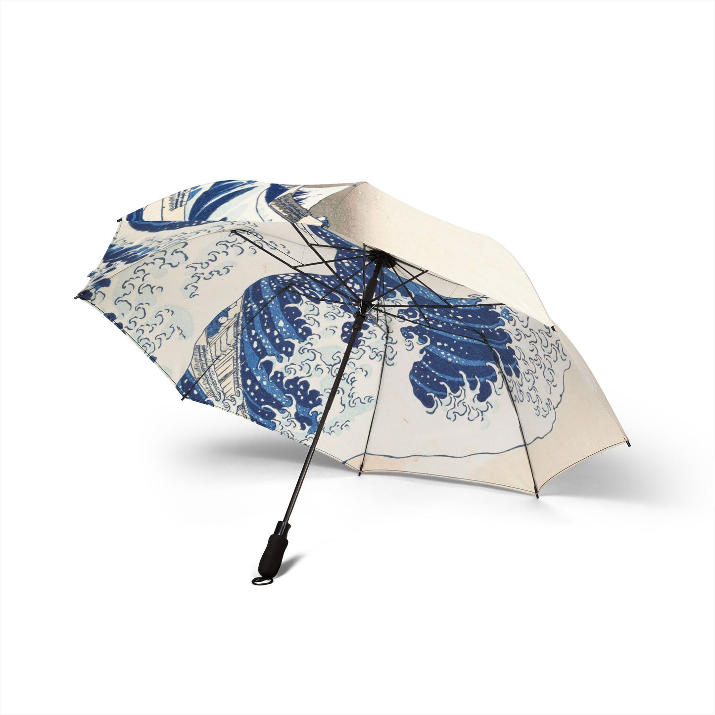 The Great Wave Folding Umbrella – Japanese Art Travel Umbrella (Semi‑Automatic)