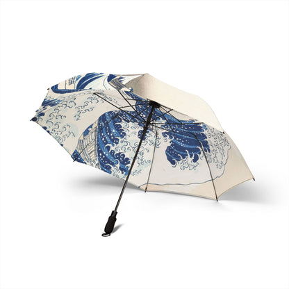 The Great Wave Folding Umbrella – Japanese Art Travel Umbrella (Semi‑Automatic)