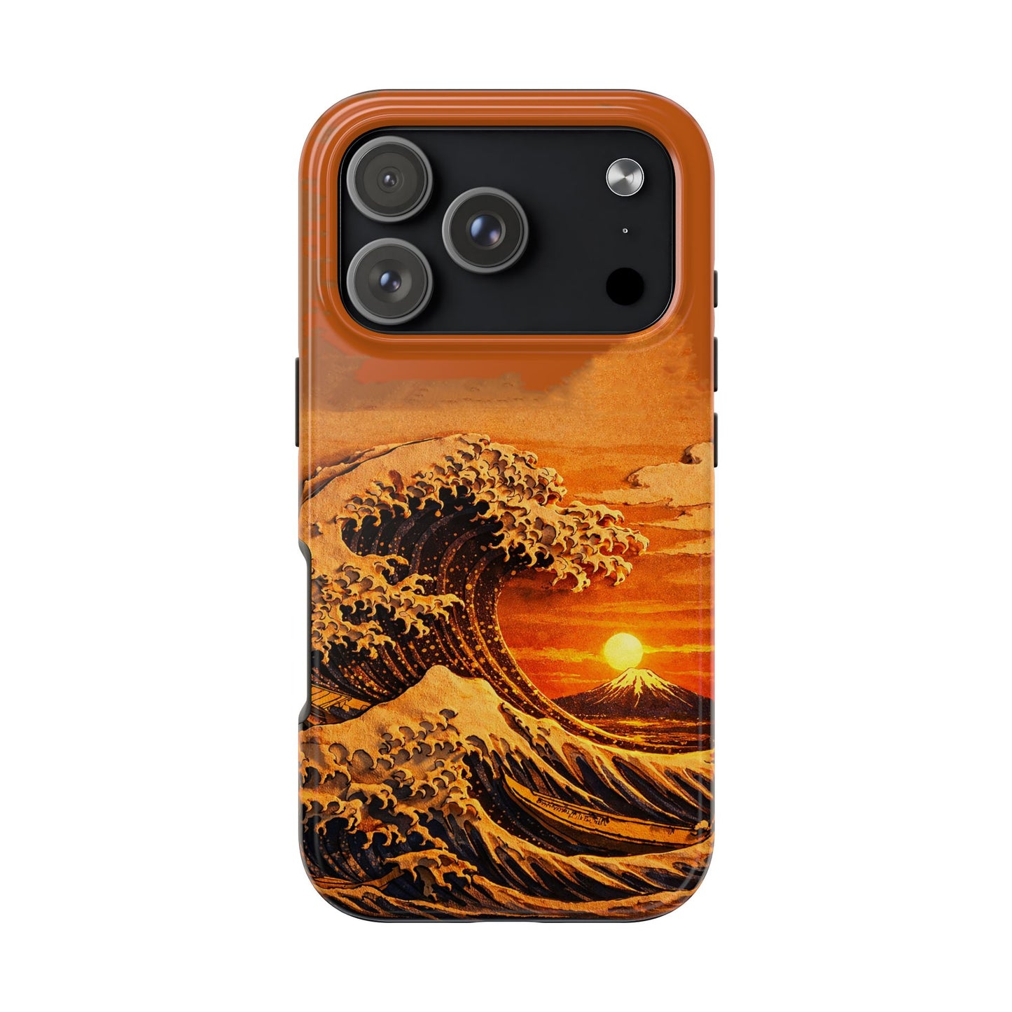 Japanese Great Wave Sunset Phone Case | Hokusai 3D Art Sunset Glow | Edo Era Masterpiece