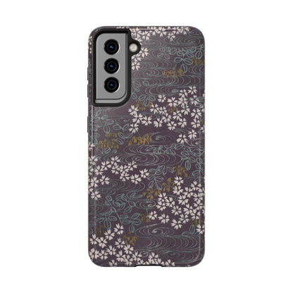 Meiji Era Sakura River Phone Case | 1901 Zuan Hyakushu | Wisteria Purple Japanese Art