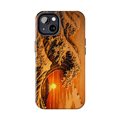 Golden Wave Tough Phone Case – Hokusai Sunset Japanese Art