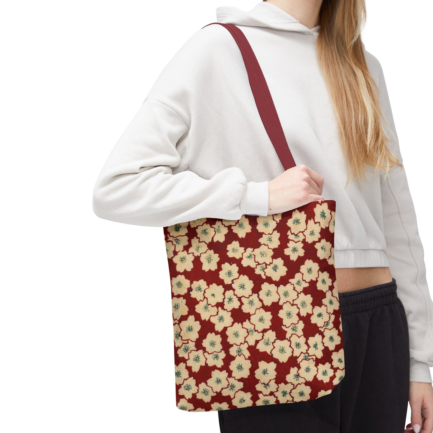 Japanese Sakura Tote Bag - Taisho Era Chiyogami Washi Pattern Vintage Design