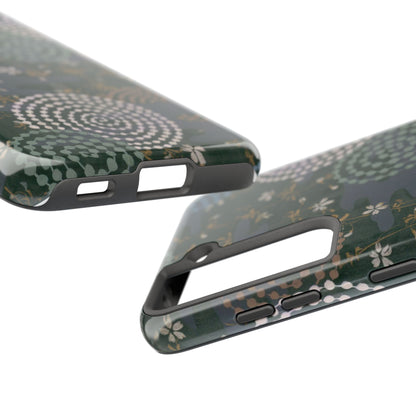 Meiji Era Uzumaki Spiral Phone Case | 1901 Zuan Hyakushu | Tokiwa Green Japanese Art