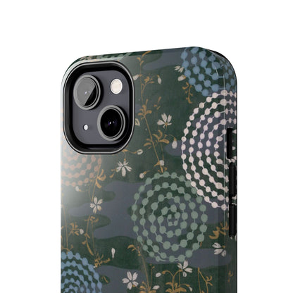 Meiji Era Uzumaki Spiral Phone Case | 1901 Zuan Hyakushu | Tokiwa Green Japanese Art