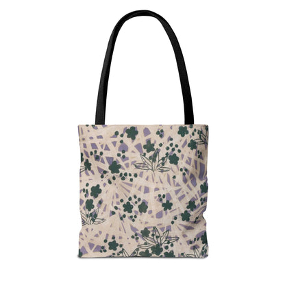 Meiji Era Bamboo & Flower Tote Bag | 1901 Zuan Hyakushu | Purple & Green Japanese Art