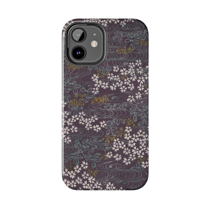 Meiji Era Sakura River Phone Case | 1901 Zuan Hyakushu | Wisteria Purple Japanese Art