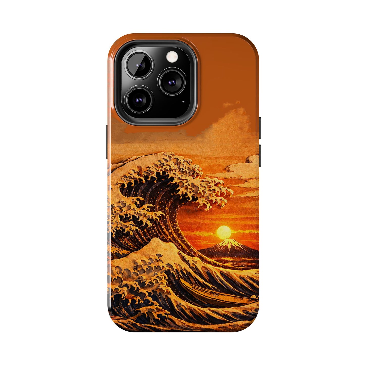 Japanese Great Wave Sunset Phone Case | Hokusai 3D Art Sunset Glow | Edo Era Masterpiece